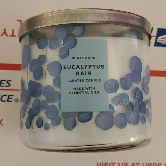 BBW WHITE BARN EUCALYPTUS RAIN 14.5 OZ 3 WICK CANDLE Bath & Body Works - Picture 1 of 6